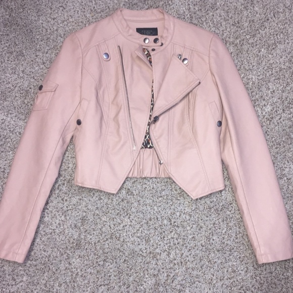 baby pink leather jacket
